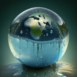 The globe in the form of water droplets