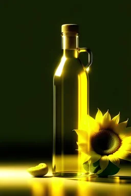Bottle with sunflower oil in open space
