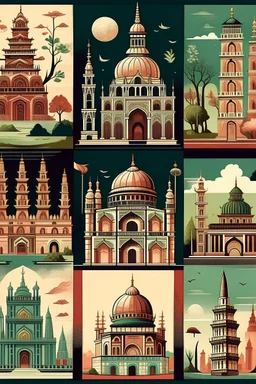 Include illustrations of iconic structures such as the Eiffel Tower, the Taj Mahal, the Statue of Liberty, the Colosseum, or the Great Wall of China. These landmarks are recognized worldwide and offer a sense of grandeur.