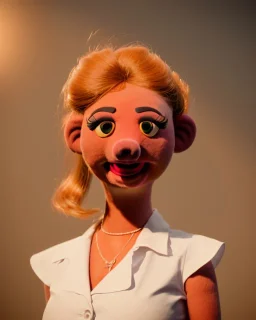 waitress woman muppet head, real photo, concept art, retro style, smooth, unreal engine 5, god lights, ray tracing, RTX, lumen lighting, ultra detail, volumetric lighting, 3d.