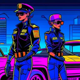 cyberpunk retro futuristic police for comics