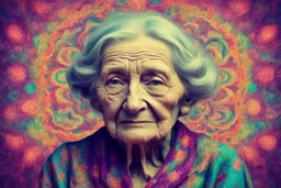 very old woman psychedelic image