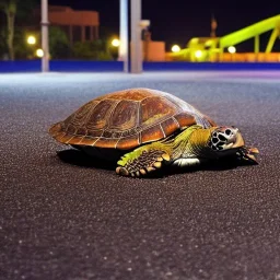 turtle in the amusement park in the middle of the night