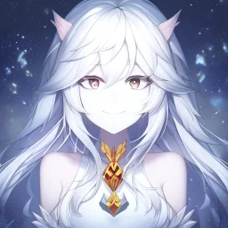 cosmic mage, elf, female, cosmic magic, long ears, white hair, face details, pale skin, jewellery, broad shoulders, sharp ears, cosmic clothes, cosmic eyes, ears shown, the cosmos in eyes, shining eyes, thin face, detailed ears, magical eyes, closed mouth, make up, smiling face, happy face, pointy ears