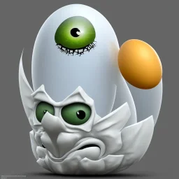 egg with human facial features, realistic, mustache, scary