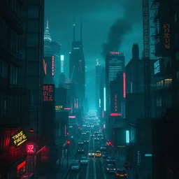 A cyberpunk city at night
