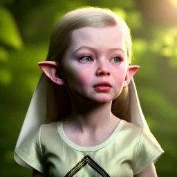 Galadriel toddler, full body, dramatic lighting, hyper realistic