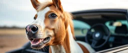 a car dog horse that has had botox