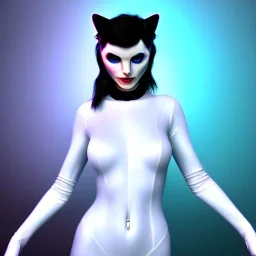 White catwoman trippy background