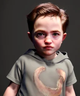 Robert pattinson toddler, full body, soft skin, dramatic lighting, hyper realistic