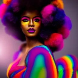 full body shot, masterpiece, best quality, family of three, dark skinned, sparkling eyes, fluorescent skin, colorful makeup, afro, highly detailed body, afrofuturism, scifi, sun light, 4K, RAW, depth of field, high contrast, realistic details, 24mm