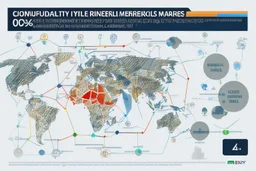 An infographic showing the interconnectedness of global financial markets, including stock exchanges, commodity markets, and bond markets. flat. without text