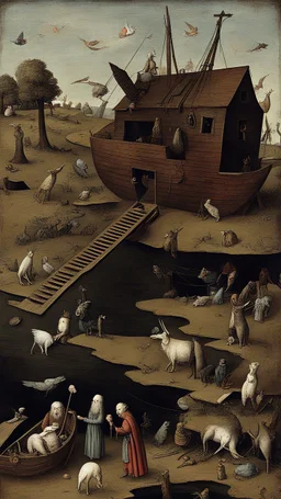 Hieronymus Bosch style nightmare Noah Ark