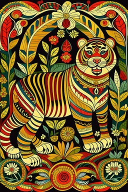 Borneo Folk Art Tiger illustration