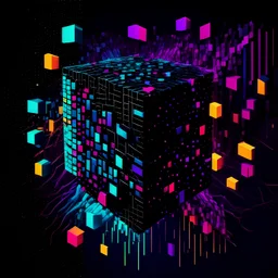darker vivid colors Blockchain blockhain blocks not arrange in cube