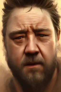 ultra detailed close up facial portrait of russell crowe, extremely detailed digital painting, in the style of fenghua zhong and ruan jia and jeremy lipking and peter mohrbacher, mystical colors, rim light, beautiful lighting, 8 k, stunning scene, raytracing, octane, trending on artstation