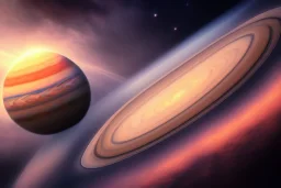 Jupiter, Saturn, high key lighting, volumetric light high details psychedelic background