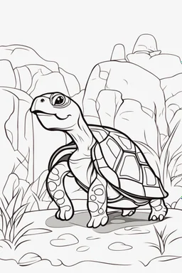 blank colouring book, white blank background, simple picture for toddlers, turtle pet, disney and pixar style