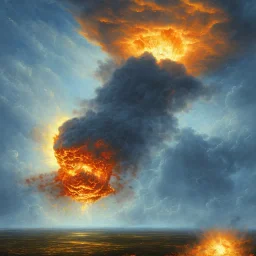 Oil painting of a nuclear explosion