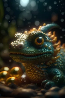 dragon in big pile of slimy bubbles with cute eyes, shot on Hasselblad h6d-400c, zeiss prime lens, bokeh like f/0.8, tilt-shift lens 8k, high detail, smooth render, down-light, unreal engine, prize winning