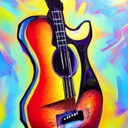 Guitar, acrylic art, sunlit, masterpiece