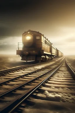 crea una imagen que represente el viaje de la vida como un tren que para en las etapas