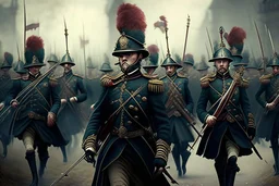 fantasy victorian army marching forward