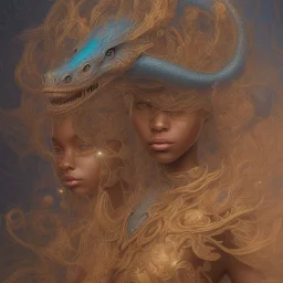 sango fantasy, fantasy magic, intricate, sharp focus, illustration, highly detailed, digital painting, concept art, matte, artgerm and paul lewin and kehinde wiley, masterpiece sexy lips Asian afro lips black African lady body mermaid blue Dragon head golden space lady sea under water mermaid pretty skull