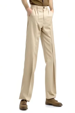 Man's wide leg beige bombazine trousers