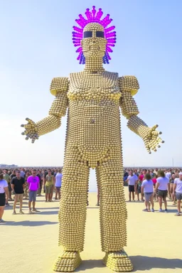 10,000nerds worshipping giant lord of nerd at burning man festival in the style of hiroku ogai