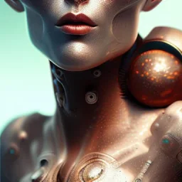 cyborg portret, high lights, rusted, diffuse lighting,polished, intricate,highly detailed, digital painting, illustration, concept art, horns,copper