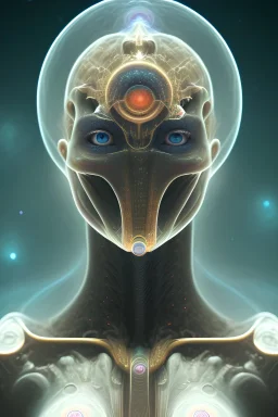 portrait full human body, meditation, third eye, universe, fourth dimension, fractal, realistic, 8k, high quality, extreme detail, symmetrical,