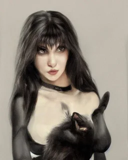 Sasha Grey, the black cat, marvel, photorealistic illustration, 4k