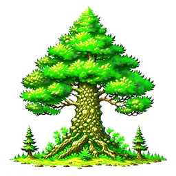 woods pine tree RPG MMO hotkey ability icon painterly