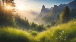 summer morning; beautiful wild nature,mountain landscape