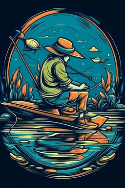 A ilustration I enjoy fishing;fishing is my game. It is so relaxing., t-shirt design, no black ground, vector, 4k