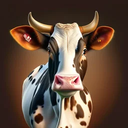 Cow with (rat ears and tail : 1.5) caricature art