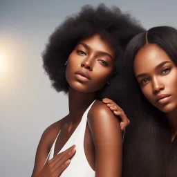 A pale skinned man with dark hair, standing next to a beautiful black woman with long hair