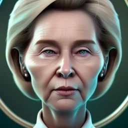 Ursula von der Leyen, 3d animation, Pixar Studio movie style, pixar's UP style, big circular reflective eyes, large cheekbones, huge haircut, unreal engine cinematic smooth, cartoonish, portrait of a politician,