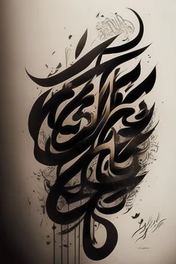 ethnic authentic calligraphy typography with shadow tattoo design