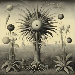 Credit farmer, surreal plants which grow credit tokens, by Max ernst, weirdcore, art from beyond