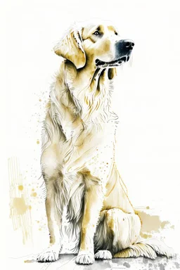 retriever dog , white background, in the style of frank auerbach