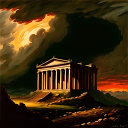 **********John Martin::2 stormy ominous ancient neoclassical temples landscape with Thomas Cole::1 --ar 4:2 --q 2 --uplight --s 750. --v 5.1