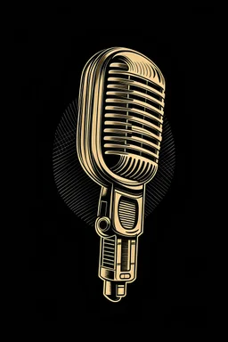 vintage microphone black & gold logo for musician with a cursive J