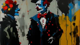 Neo-expressionism style, a clown, a silhouette