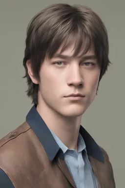 2180's yearbook photo, teenage Daryl Dixon (Norman Reedus) 14 years old, brown hair, 2180's hairstyle and clothes, photorealistic, --ar 9:16 --style raw