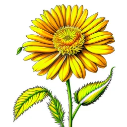 calendula flower on white background, illustration