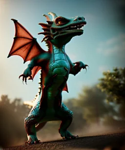 Cute Dragon toddler, full body, angry, dramatic lighting, hyper realistic