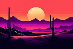 purple, desert sunset, meddle east retro graphic design