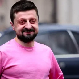 Volodymyr Zelensky WITH A BEARD wearing PINK SWEATSHIRT